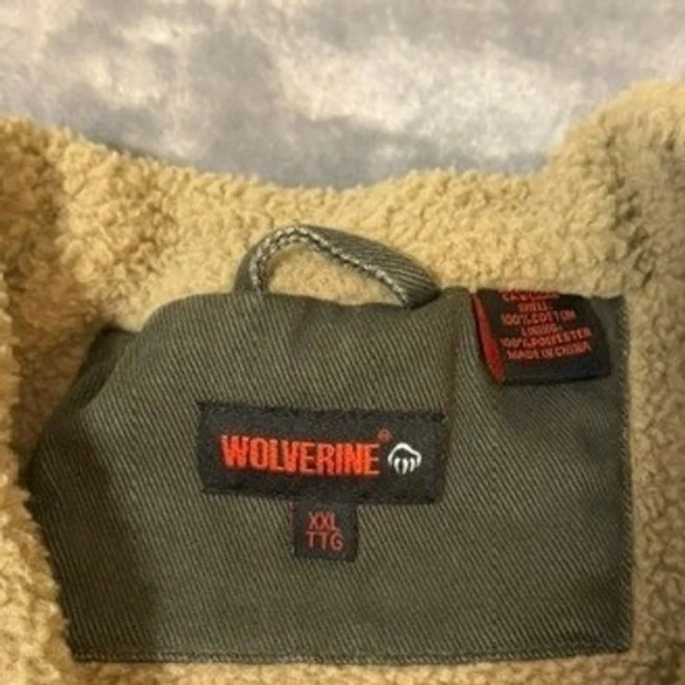 Wolverine Mens Gray Canvas Sherpa Lined Full Zip Work Vest 2XL Outdoor Hunting